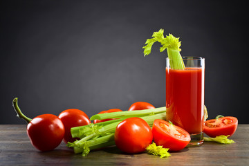 Tomato juice with celery sticks