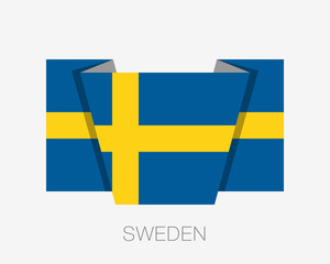 Flag of Sweden. Flat Icon Waving Flag with Country Name