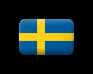 Flag of Sweden. Matted Vector Icon and Button. Rectangular Shape