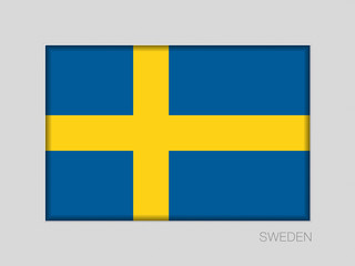 Flag of Sweden. National Ensign Aspect Ratio 2 to 3 on Gray