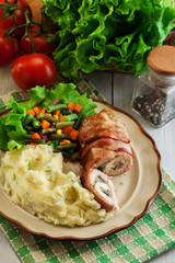 Chicken breast stuffed with champignon