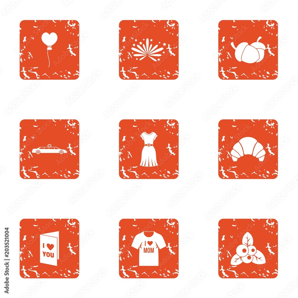 Poster lust icons set. grunge set of 9 lust vector icons for web isolated on white background