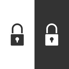 Lock icon on black and white background