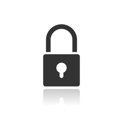 Lock icon with reflection on white background