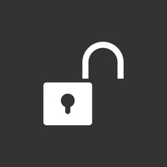 Unlock icon on black background