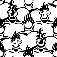 Graphic flaming heart pattern