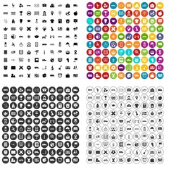 100 bus icons set vector in 4 variant for any web design isolated on white