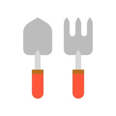 hand fork and trowel, flat icon vector