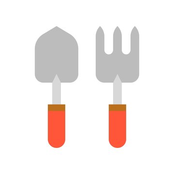 hand fork and trowel, flat icon vector