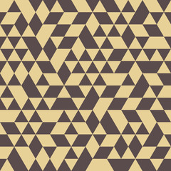 Geometric pattern with brown and golden triangles. Geometric modern ornament. Seamless abstract background