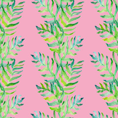 Summer tropical pattern, background with palm leaves.