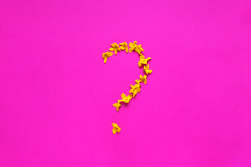 Question Mark out of Flowers Colorful Hot Pink Background