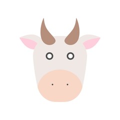Cow face icon, flat design vector