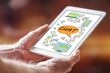 Chat concept on a tablet