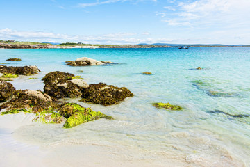 Landscapes of Ireland. White sand of roundstone, Connemara in Galway county