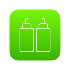 Ketchup mustard squeeze bottle icon green vector isolated on white background