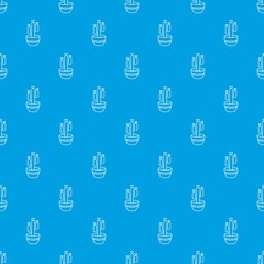 Large pot cactus pattern vector seamless blue repeat for any use