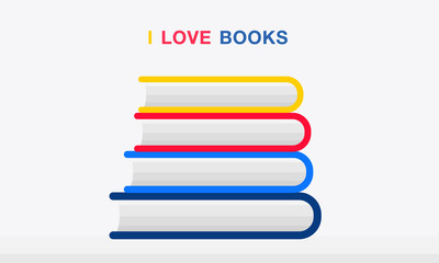 Stack Of Colorful Books Vector flat design.