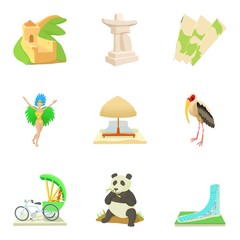 Global entertainment icons set. Cartoon set of 9 global entertainment vector icons for web isolated on white background