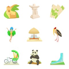 Fototapeta premium Global entertainment icons set. Cartoon set of 9 global entertainment vector icons for web isolated on white background