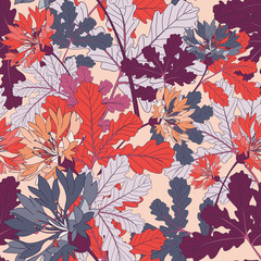 Fototapeta premium Seamless Leaves Vector Botanical Background