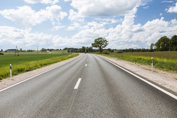 Empty highway  on a sunny summer day 