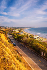 Fototapeta na wymiar Oceanfront homes of Malibu beach in California