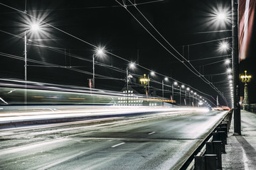 Long Exposure shot of traffic motion at night 