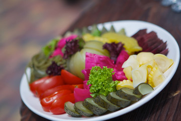 Sliced of pickled and salted vegetables