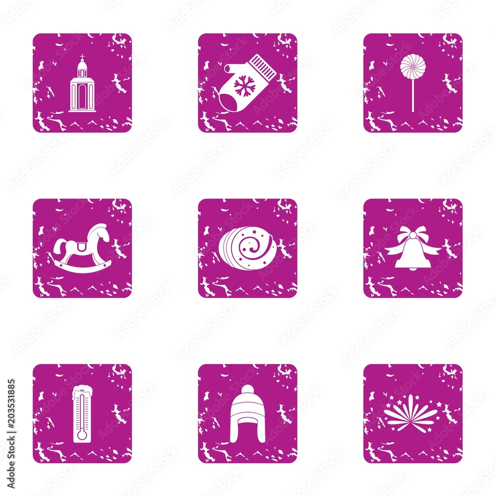Poster winter playground icons set. grunge set of 9 winter playground vector icons for web isolated on whit