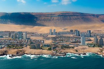Aerial view of Iquique, a northen port in the Atacama desert in Chile
