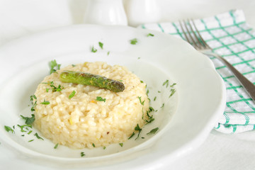 Green asparagus risotto
