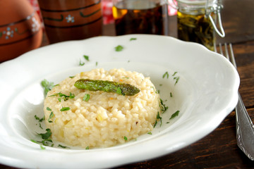 Green asparagus risotto
