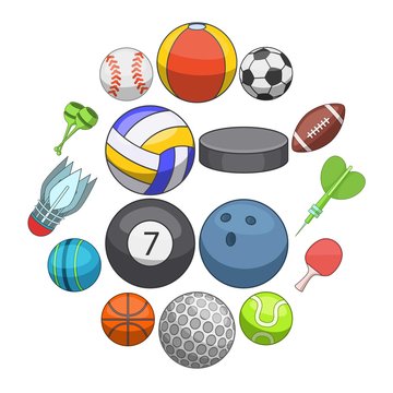 Sport balls icons set. Cartoon illustration of 16 sport balls vector icons for web © ylivdesign