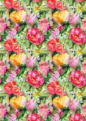 Watercolor flower floral peony rose textile background pattern texture