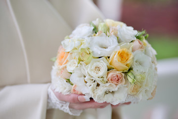 round bouquet on hand