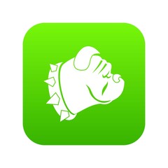 Bulldog dog icon digital green for any design isolated on white vector illustration