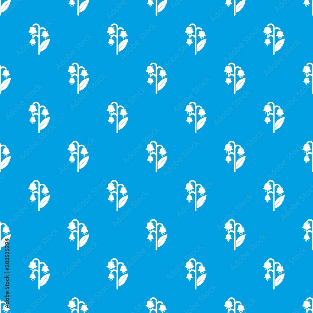 Poster lily valley pattern vector seamless blue repeat for any use