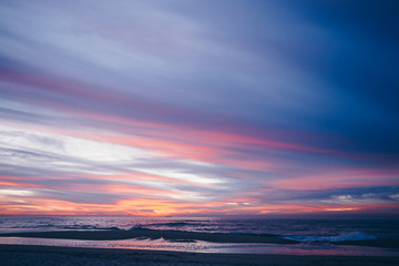 An amazing sunset on the coast at the ocean