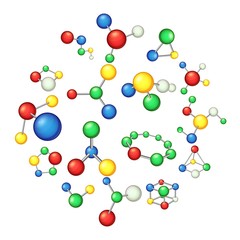 Molecule icons set. Cartoon illustration of 16 molecule vector icons for web