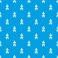 Eco house pattern vector seamless blue repeat for any use