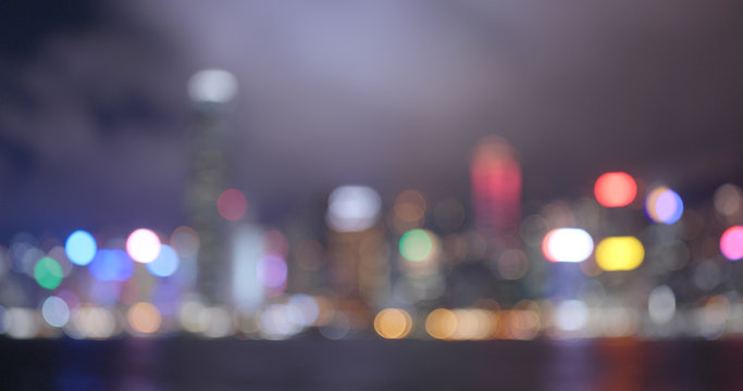 Hong Kong city in blur at night