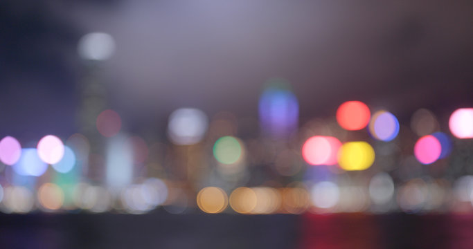 Hong Kong city in blur at night