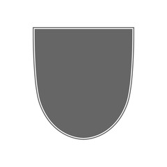 Obraz premium Shield shape icon. Gray label sign, isolated on white. Symbol of protection, arms, coat honor, security, safety. Flat retro style design. Element vintage heraldic emblem. Vector illustration