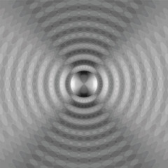 Monochrome Expanding Waves Intersect in the Center. Vector Illustration. 