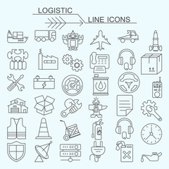 Set logistic vector line icons editable stroke