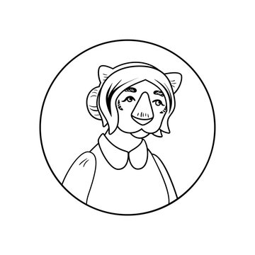 Vector tigress character . Icon.