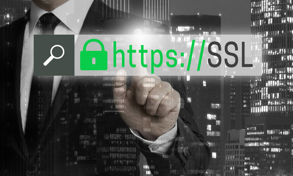 SSL Browser Konzept wird von Gesch&auml;ftsmann gezeigt