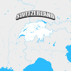 Switzerland map with blue background and headline