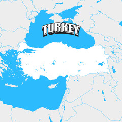 Turkey map with blue background and headline